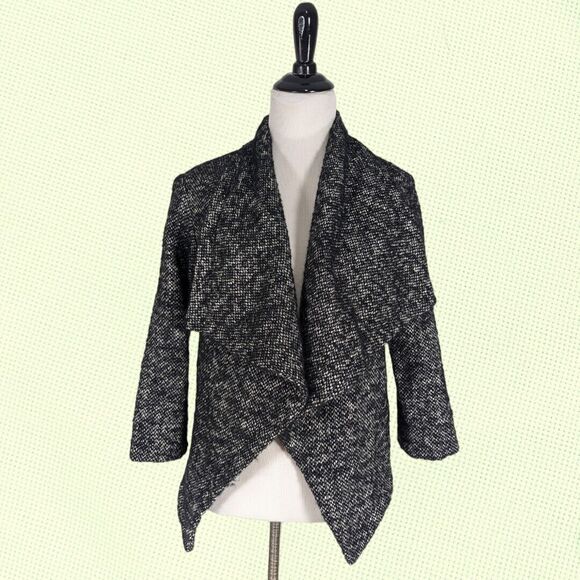 Ulla Johnson Blazer 8 Black Drape Waterfall Black White Wool Alpaca‎ Mohair - Picture 1 of 8